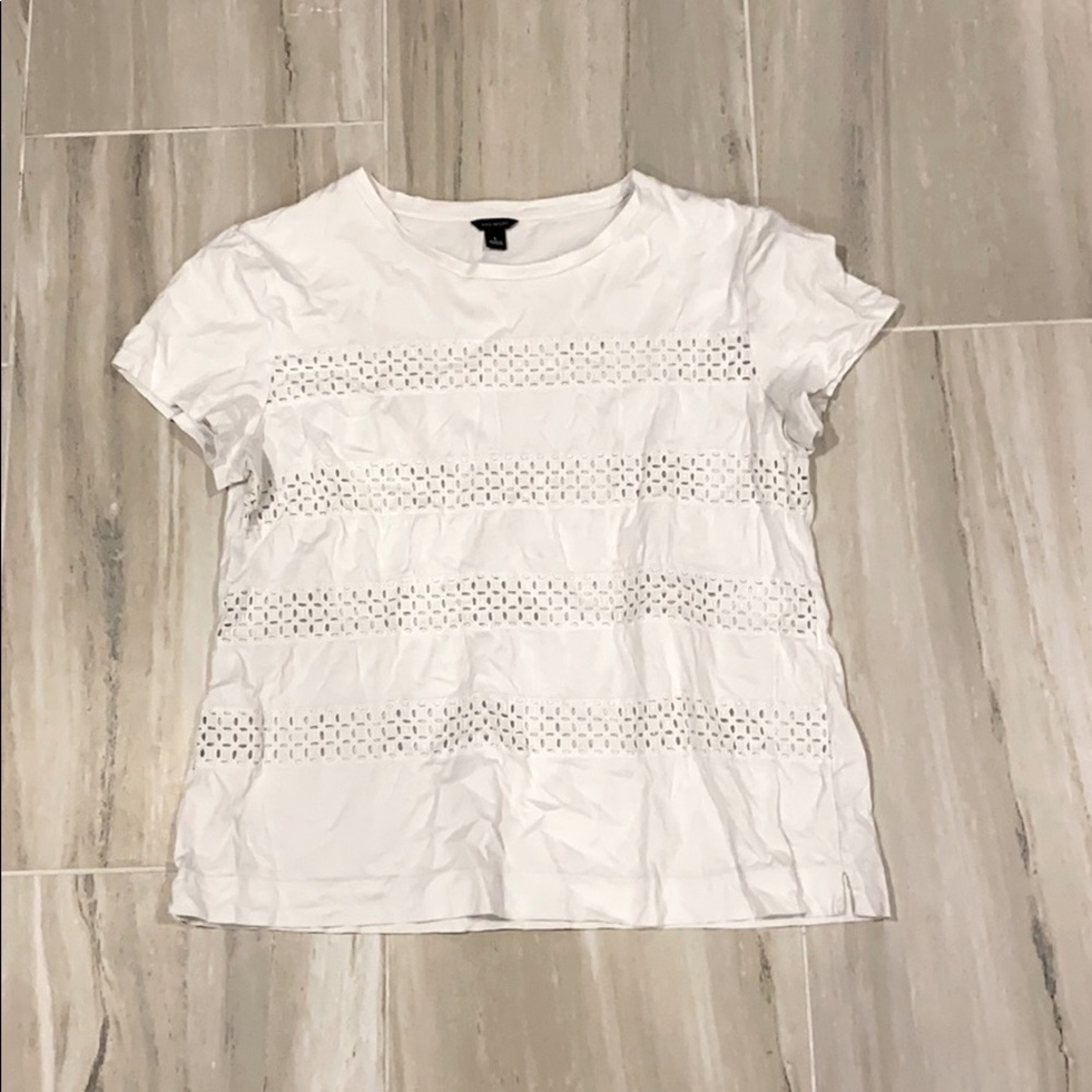 White Striped T-Shirt With Cutout Detail